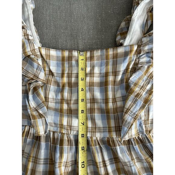 Madewell Ruffle-Sleeve Plaid Tiered Midi Dress in Plaid 14 Preppy Cottagecore - Picture 8 of 8